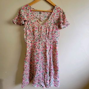 Pink Floral Dress with Heart Opening